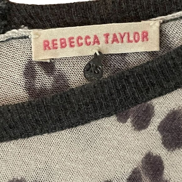 Rebecca Taylor Leopard Print V-Neck Lightweight High Low Sweater Top Size XS - Picture 5 of 6